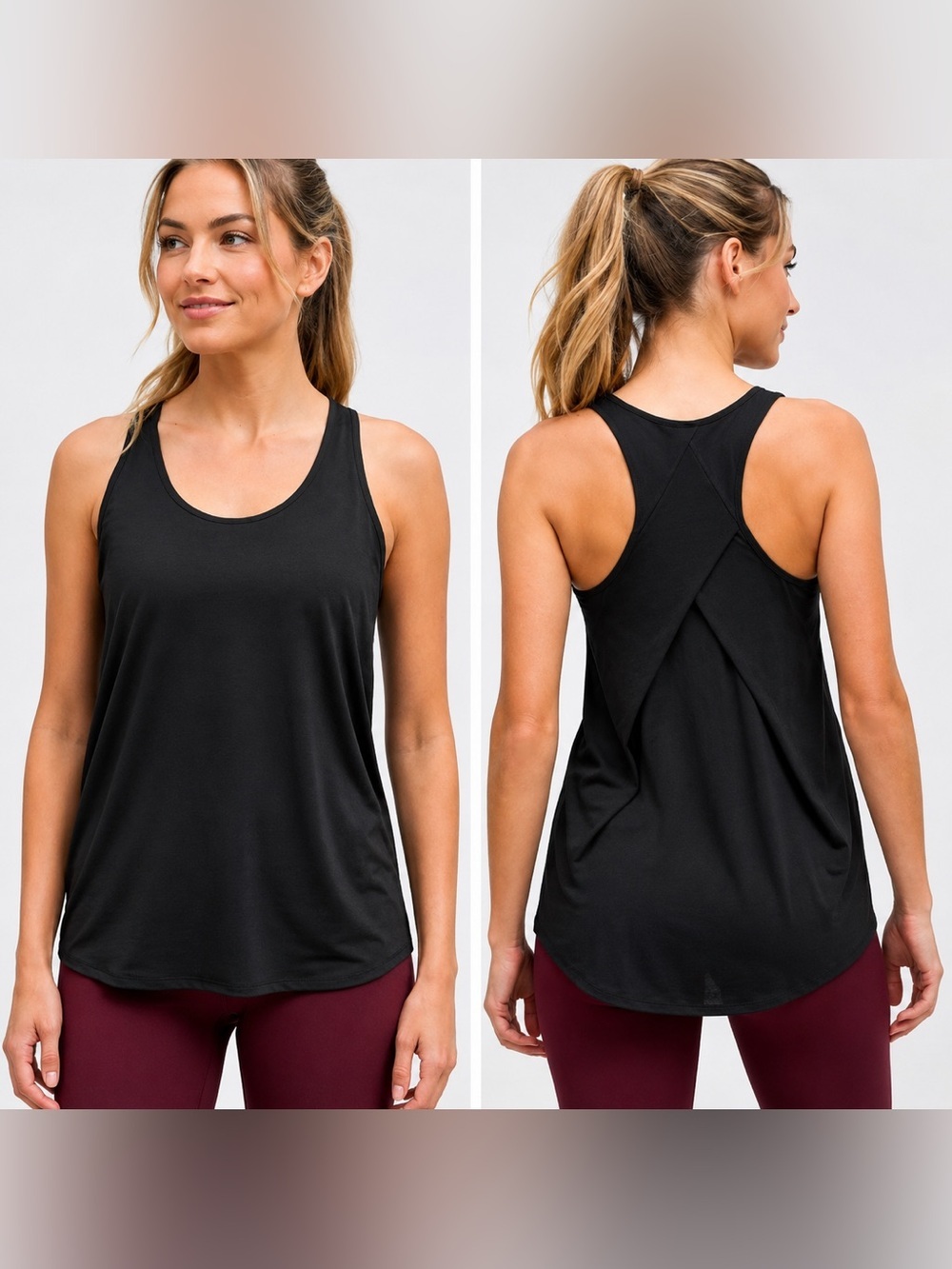 Lululemon- Essential pleated back tank top-black- size 6-NWT